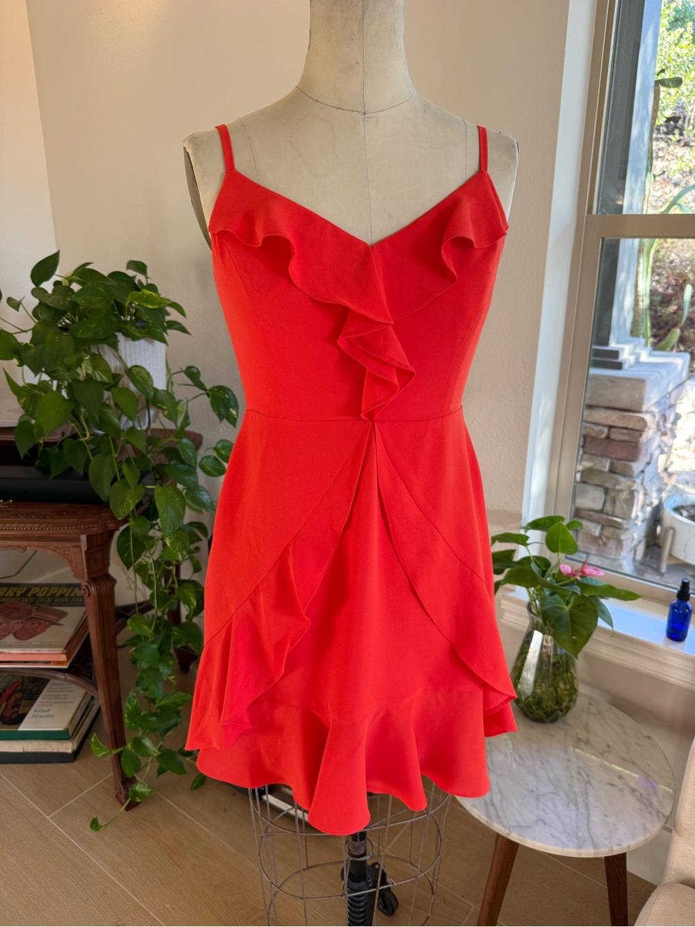 BCBGMaxAzria Red Ruffle Mini Dress